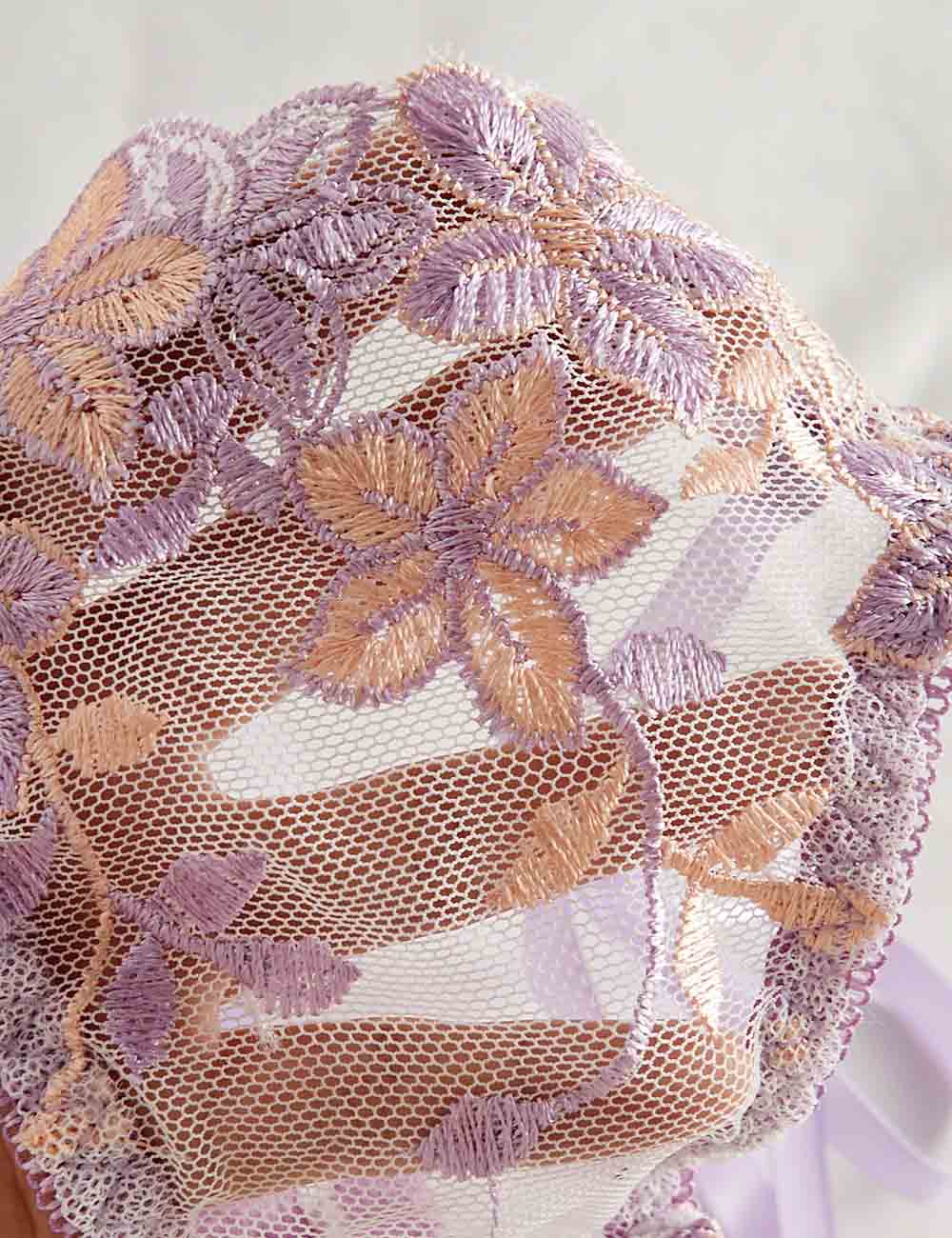 Ladies Floral Embroidery See Through 2PCS Lingerie Set 8XX0111