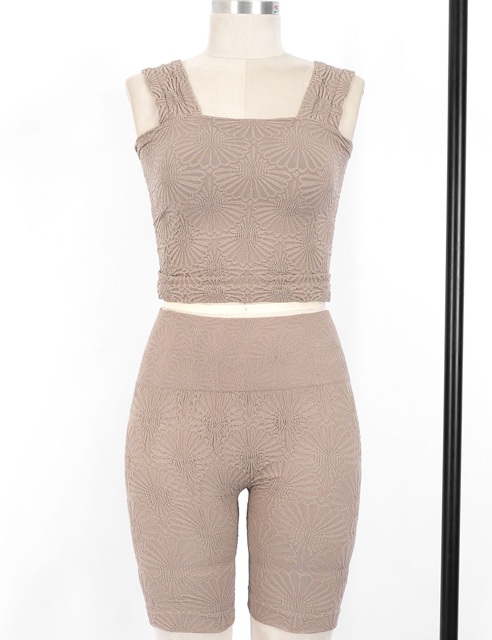 Ladies Floral Pattern Square Neck Crop Tank Top