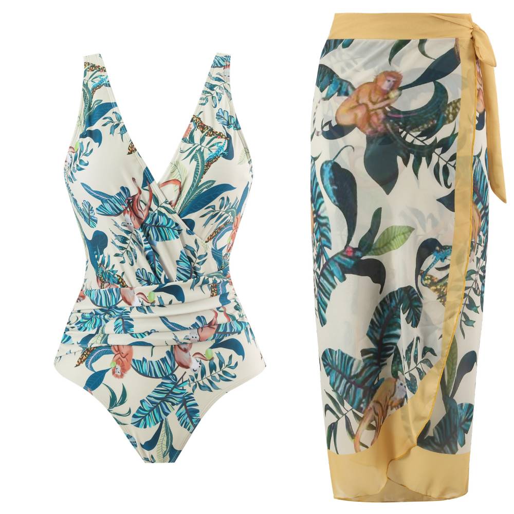 Ladies Print One Piece Swimwear with Cover SKSW40136