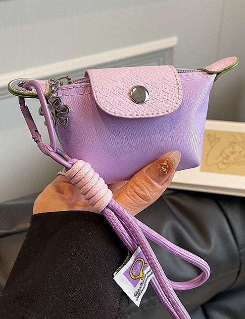 Ladies Color Block Flap Mini Wallet Bag with Key Chain