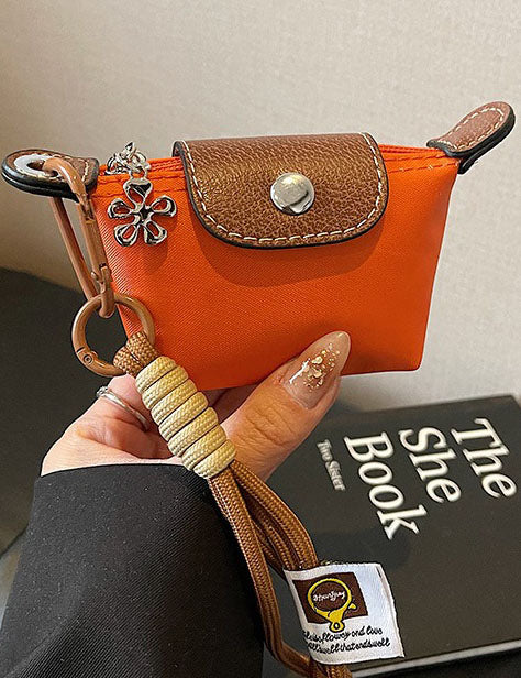 Ladies Color Block Flap Mini Wallet Bag with Key Chain