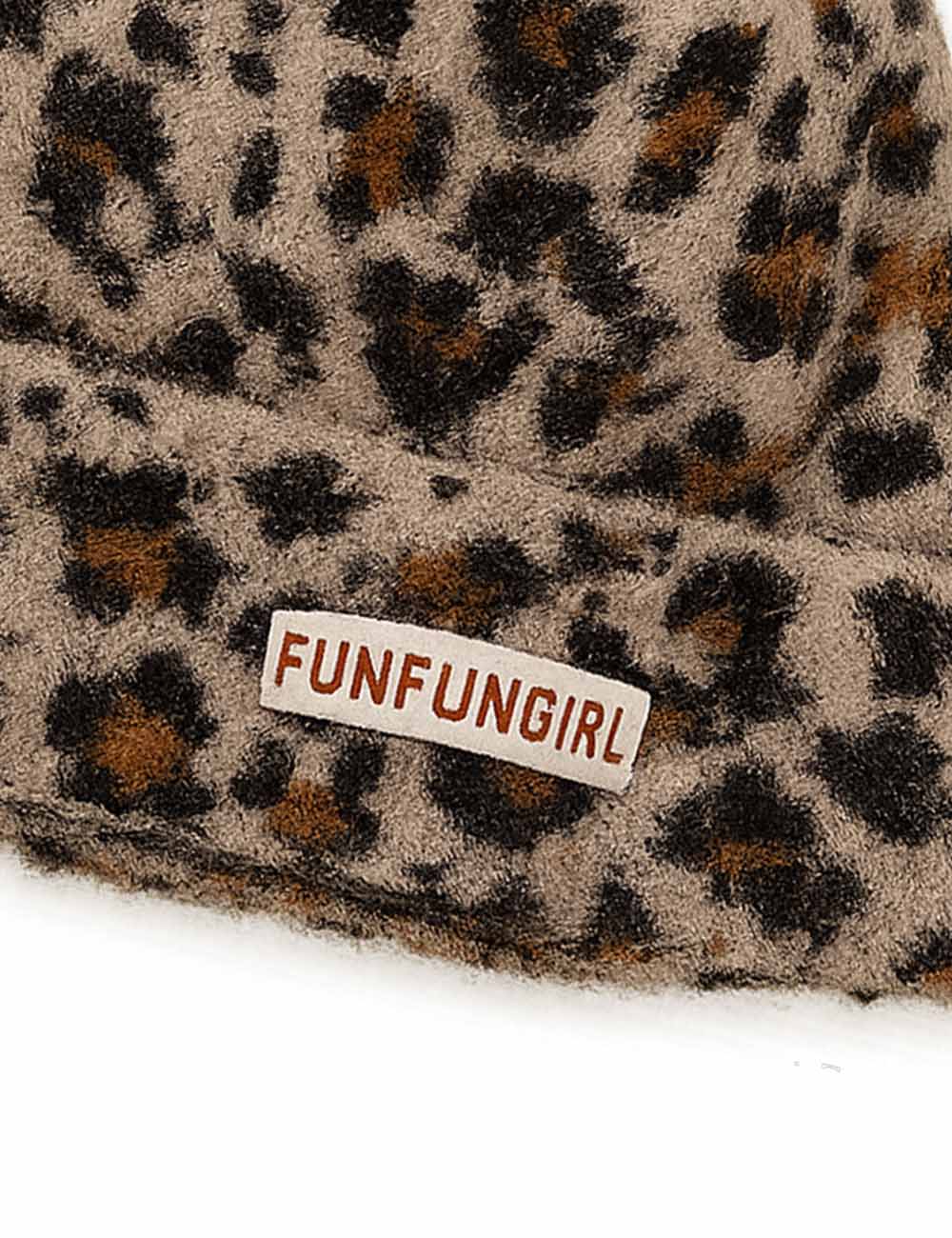 Ladies Vintage Leopard Folded Knit Dome Hat