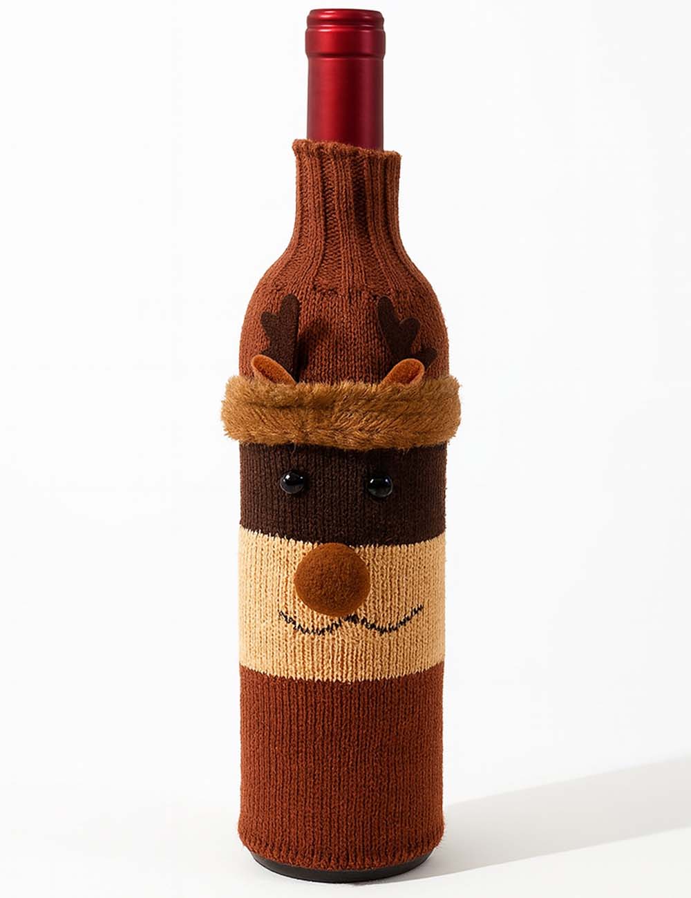 Christmas Knit Santa Reindeer Snowman Holiday Wine Bottle Cover