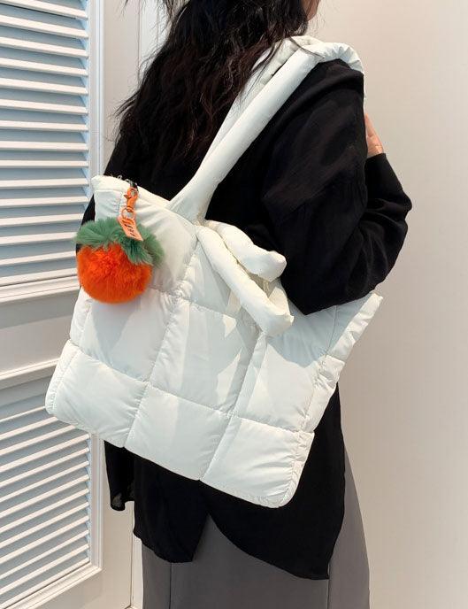 Ladies Puff Solid Color Padded Cloud Tote Bag SKAB4132