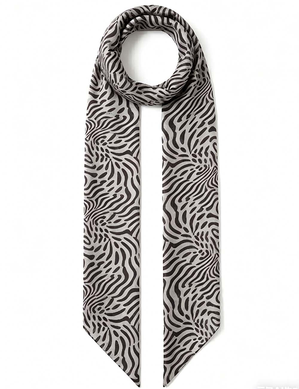 Ladies Color Block Zebra Print Chiffon Neck Scarf