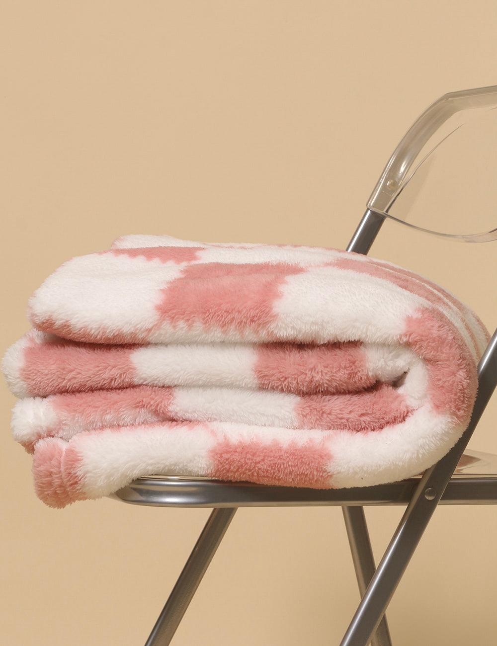 Home Coral Color Block Fleece Soft Blanket SKABL4090