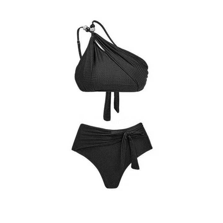 Beads 2PCS Bikini Set with Leaves Print Cover