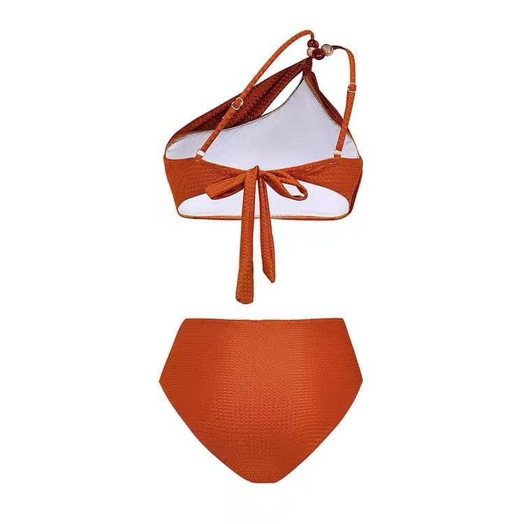 Beads 2PCS Bikini Set with Leaves Print Cover