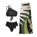 Beads 2PCS Bikini Set with Leaves Print Cover