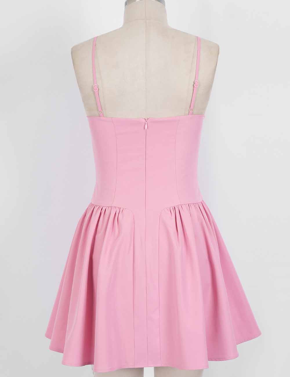 Ladies Chic Spaghetti Strap Flared Hem Bustier Cami Mini Dress