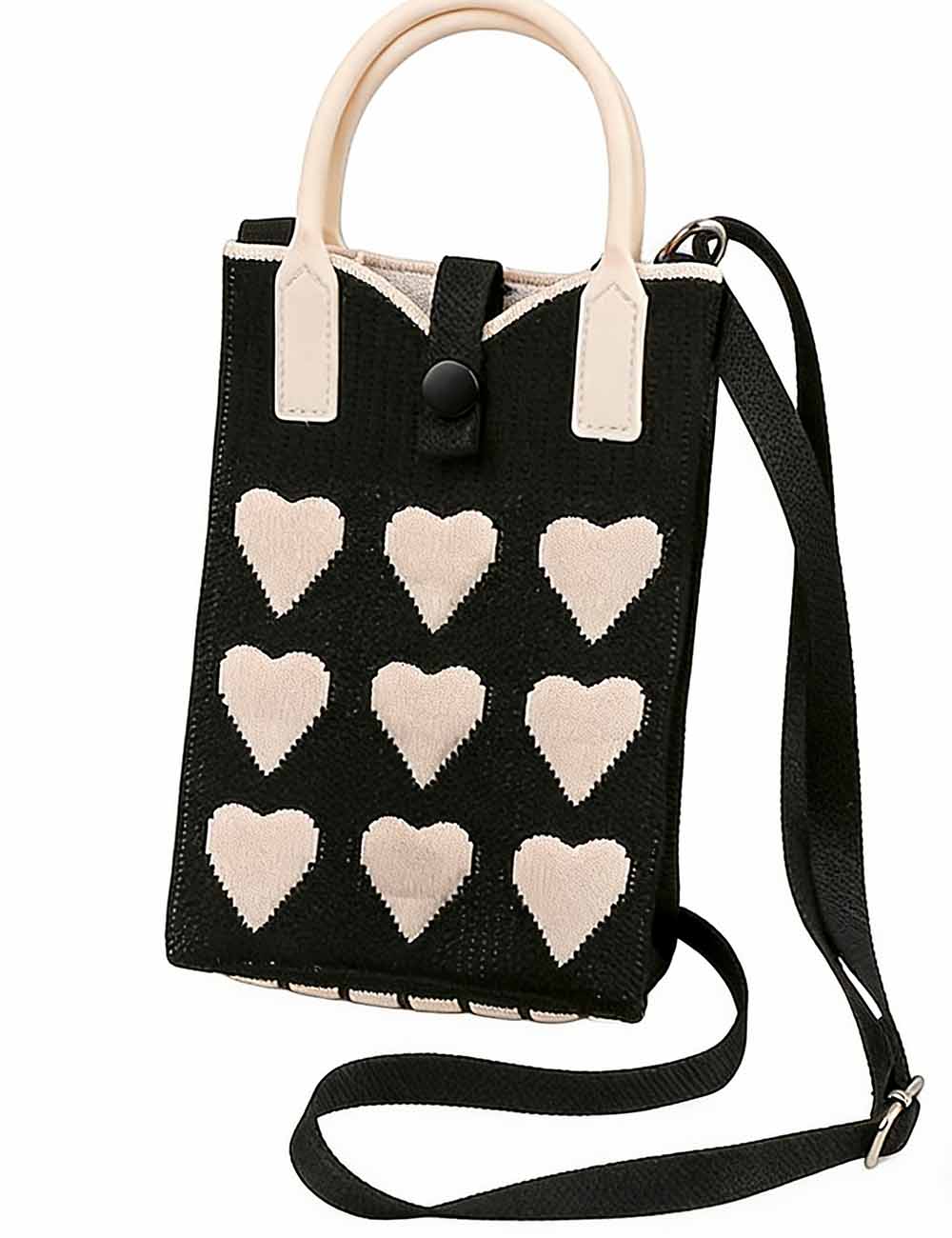 Ladies Valentine Hearts Knitted Mini Crossbody Bag