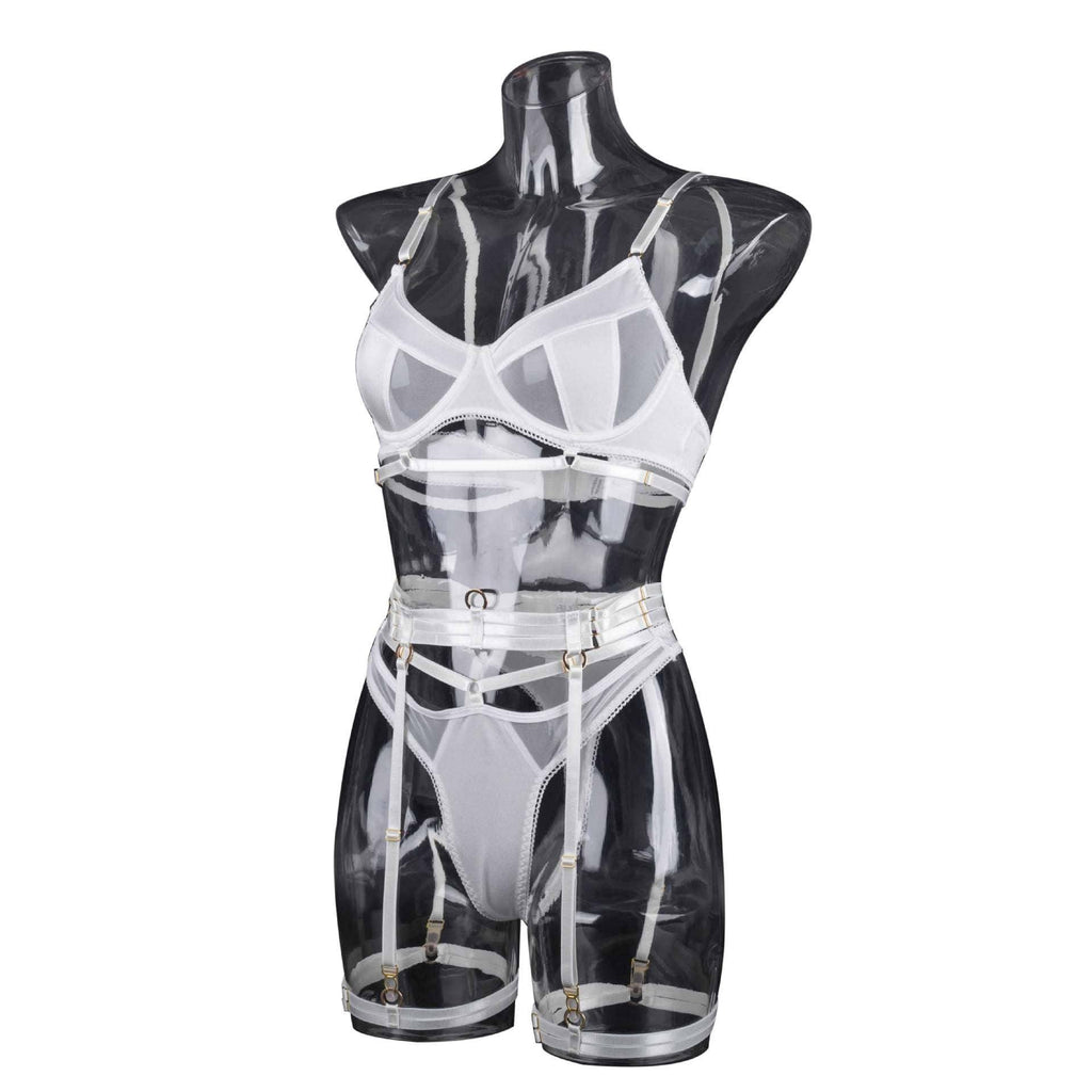 Black See Through Lingerie Set with Garter Belt