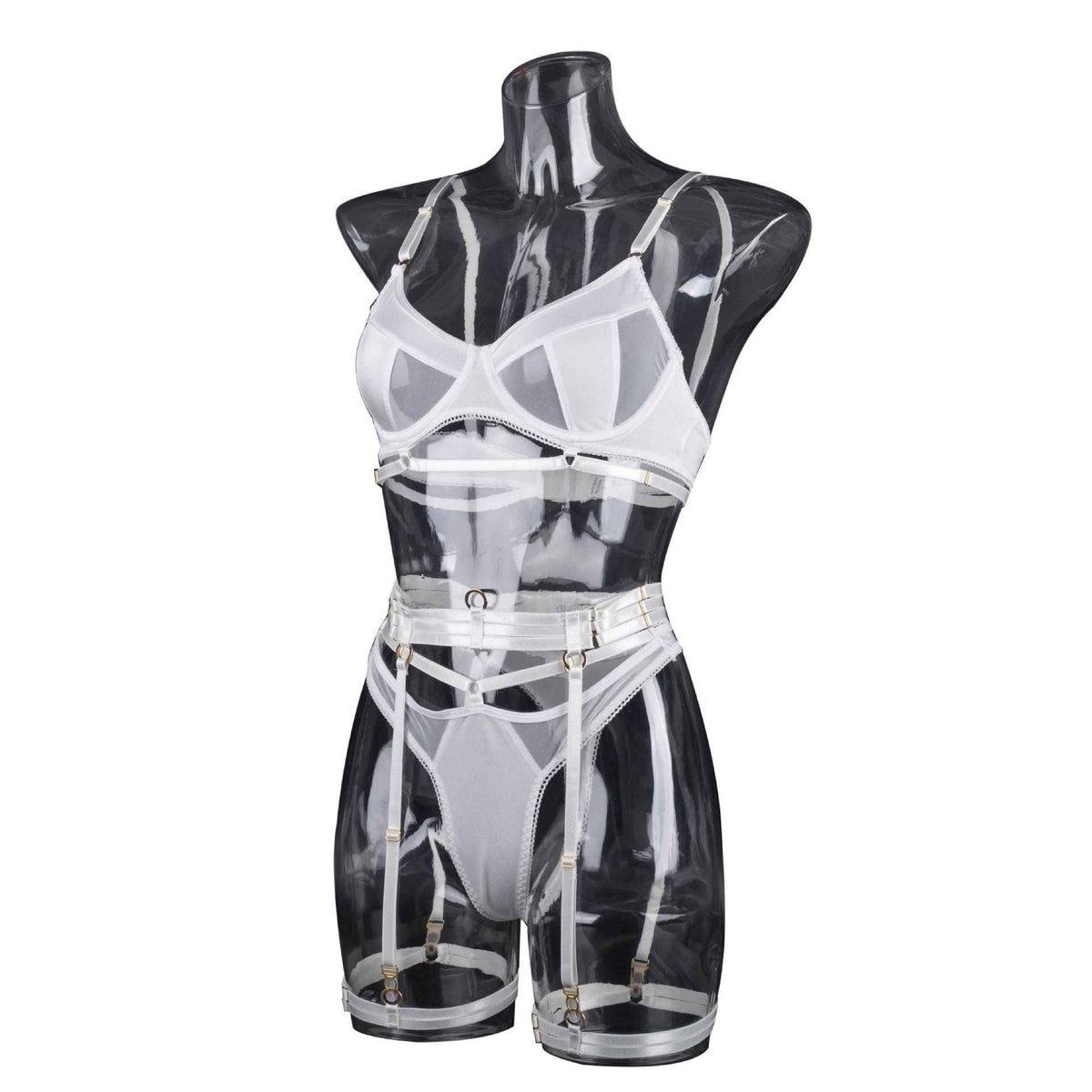 Black See Through Lingerie Set with Garter Belt