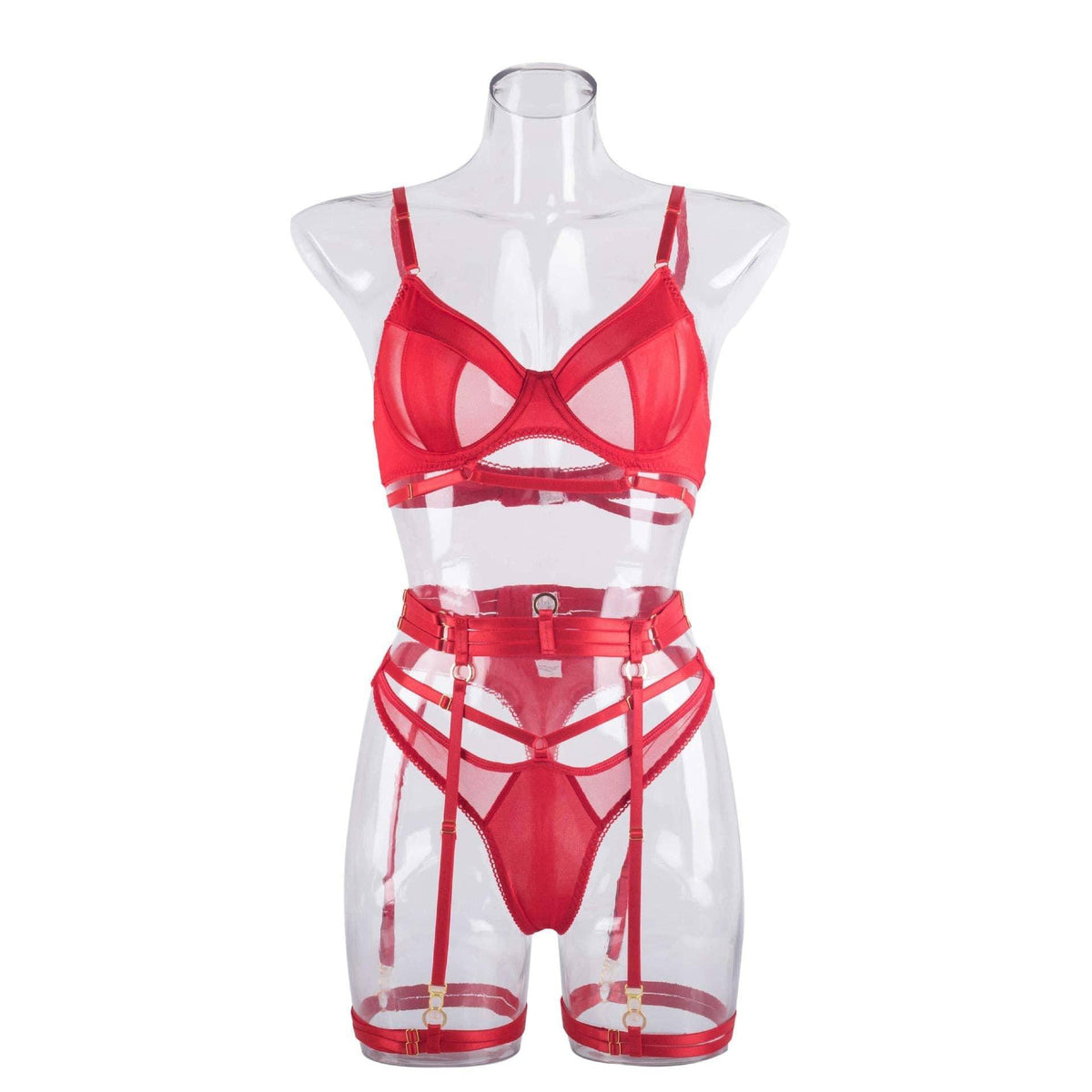 Black See Through Lingerie Set with Garter Belt
