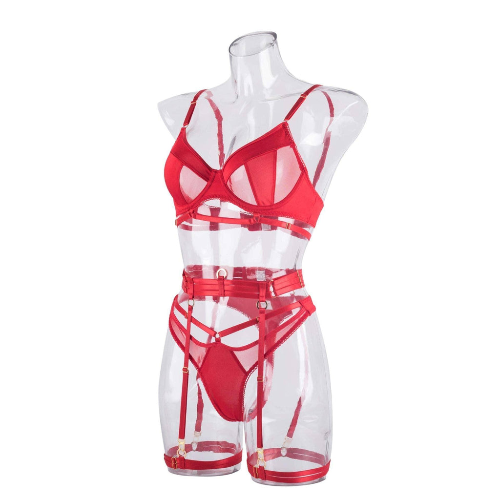 Black See Through Lingerie Set with Garter Belt