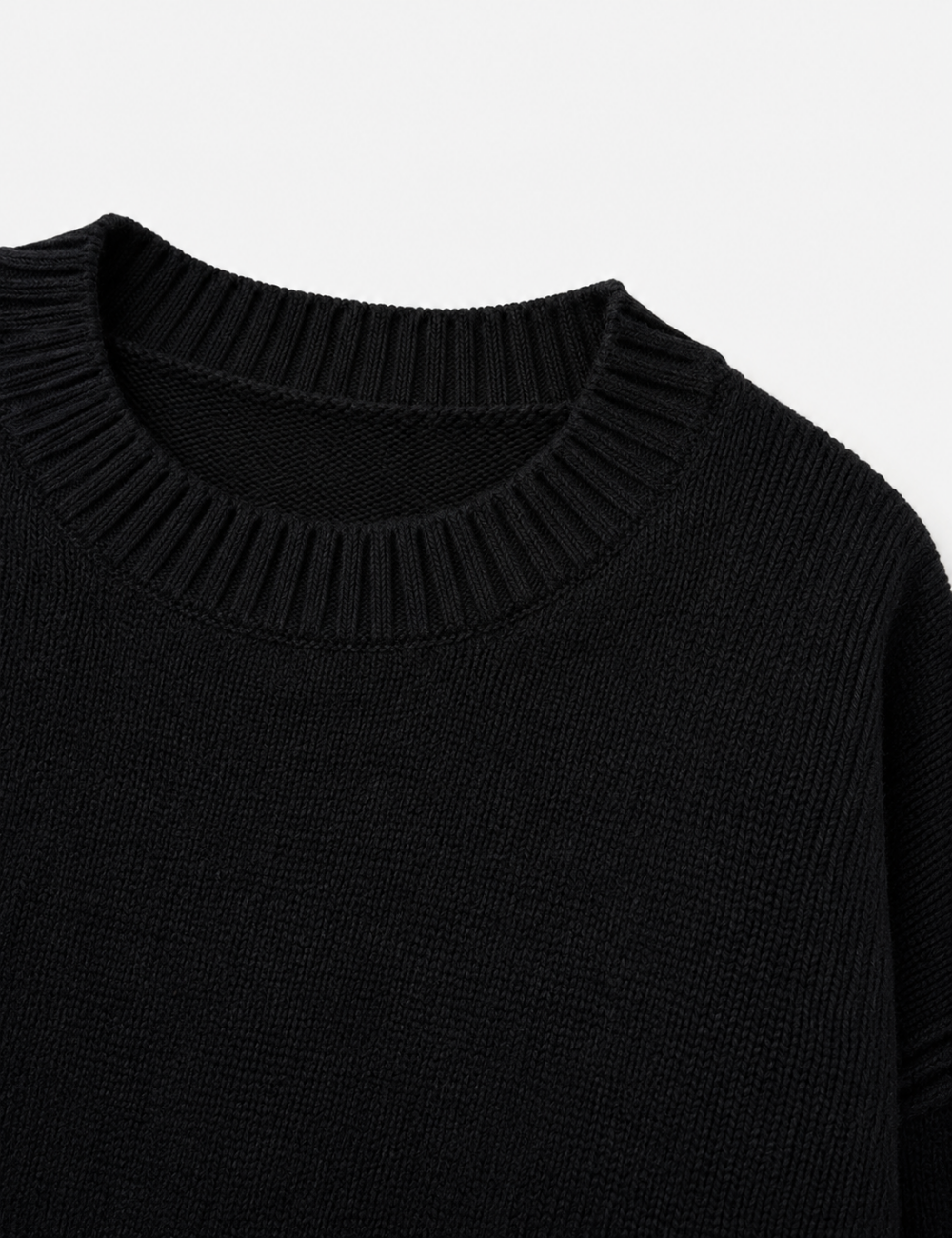 Ladies Crew Neck Cropped Knit Sweater
