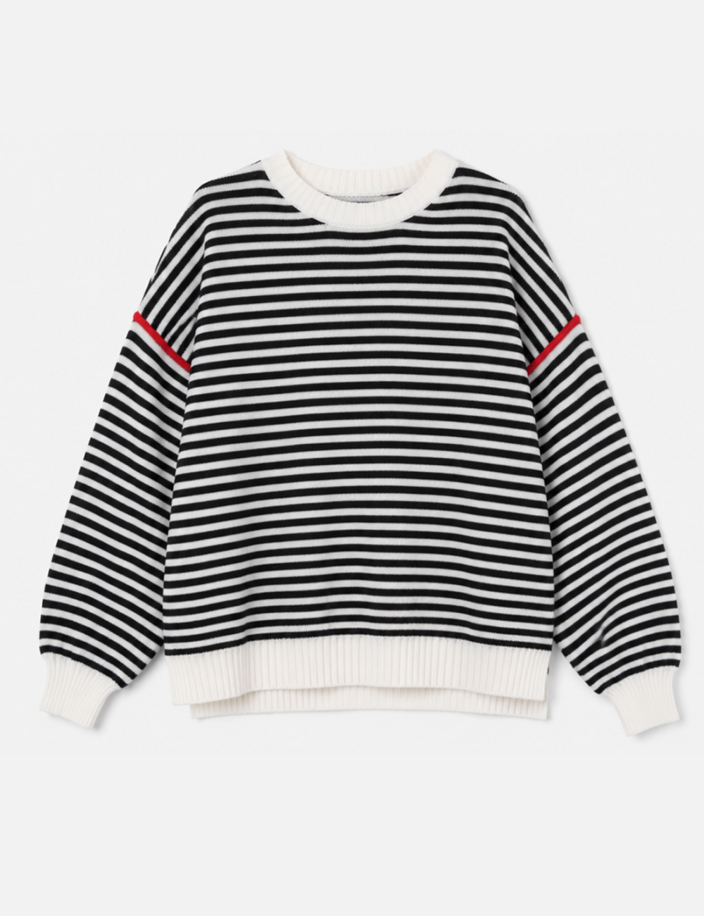 Ladies Color Block Striped Boat Neck Long Sleeve Knit Sweater