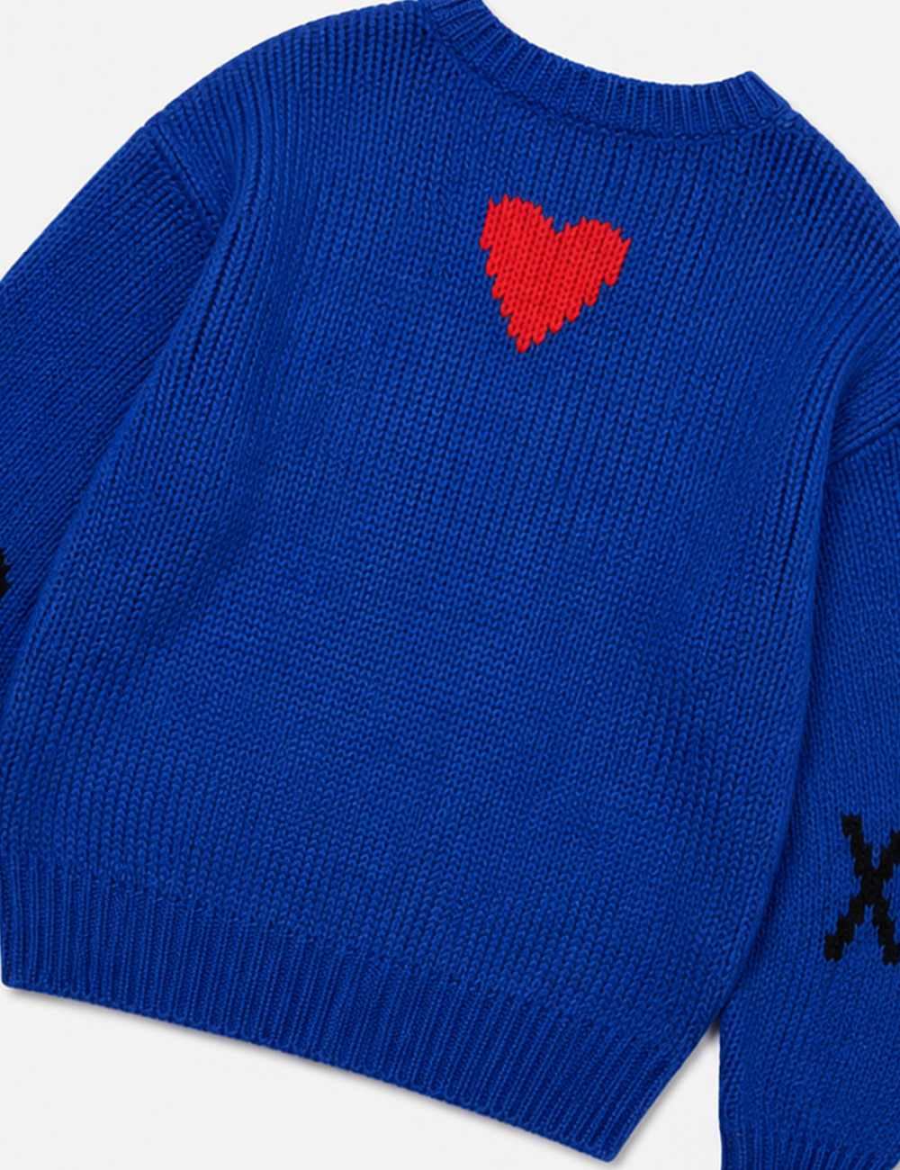 Ladies Love Heart Pattern Crew Neck Knit Sweater