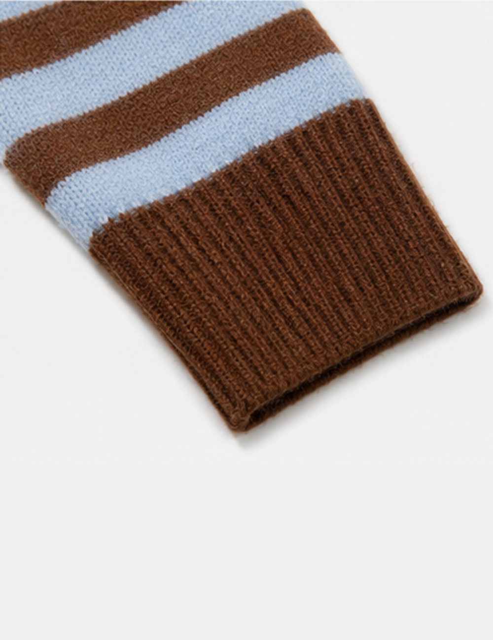 Ladies Horizontal Stripe Crew Neck Drop Shoulder Knit Sweater