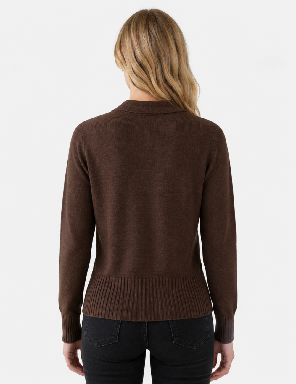 Ladies V Neck Gold Buttons Knit Cardigan Top
