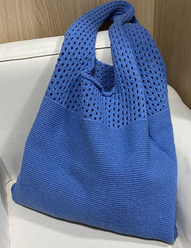 Ladies Knit Solid Color One Shoulder Tote Bag SKAB4111