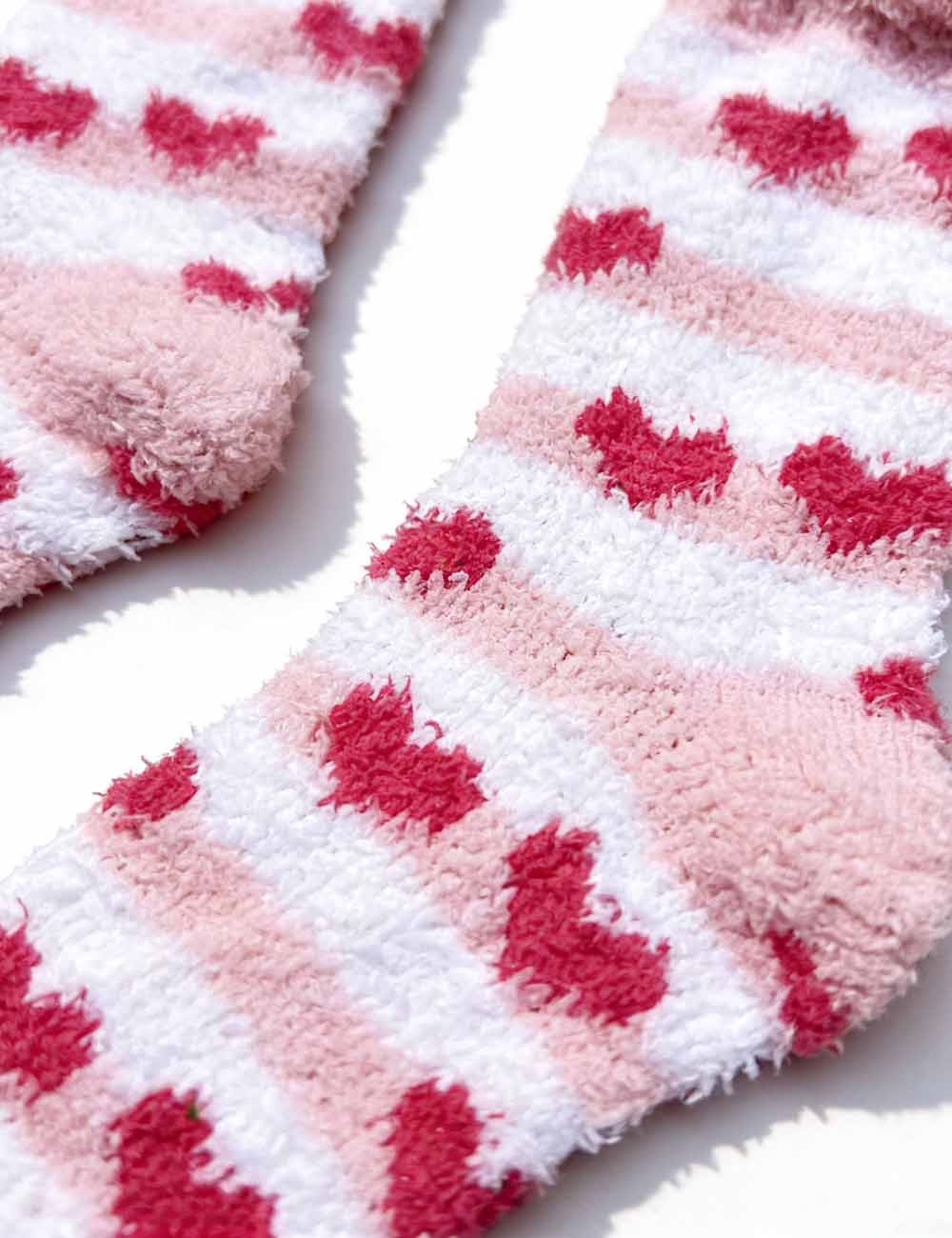 Ladies Valentine's Heart Cute Cozy Fuzzy Slipper Socks