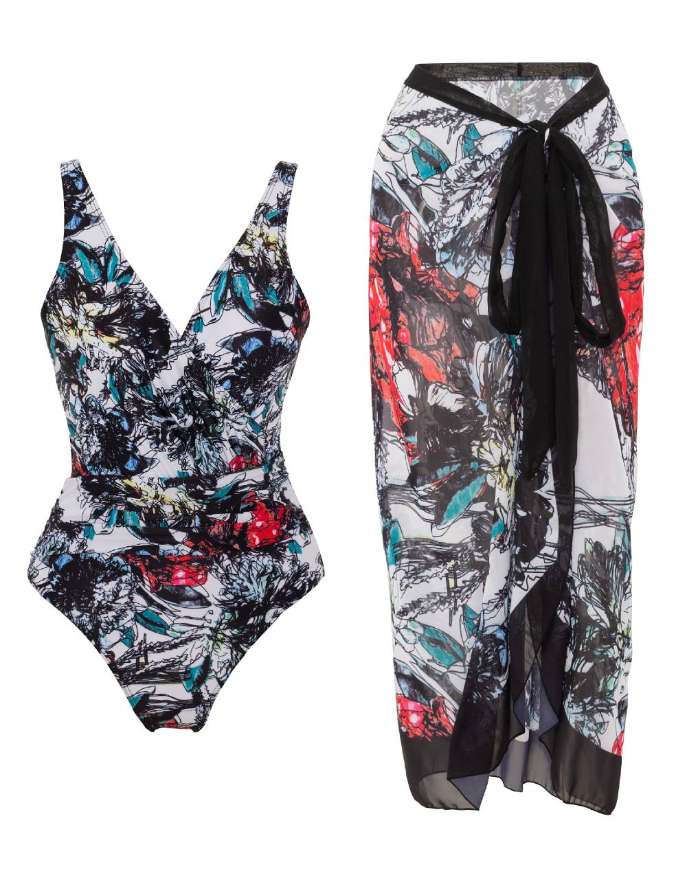 Ladies Print One Piece Swimwear with Cover SKSW40136