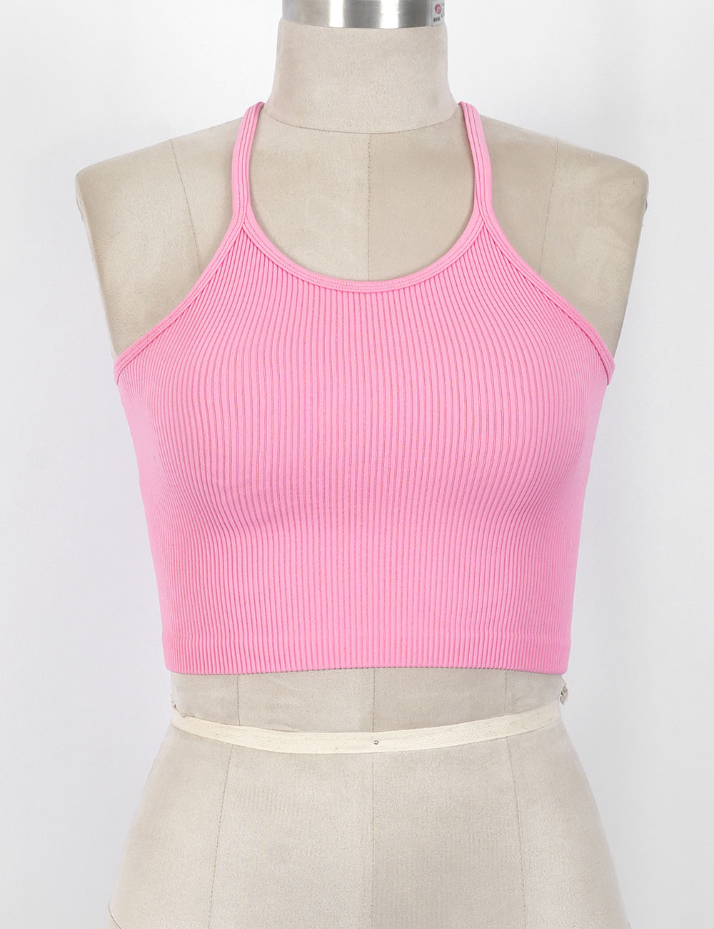 Ladies Casual Ribbed Scoop Neck Sleeveless Crop Cami Top