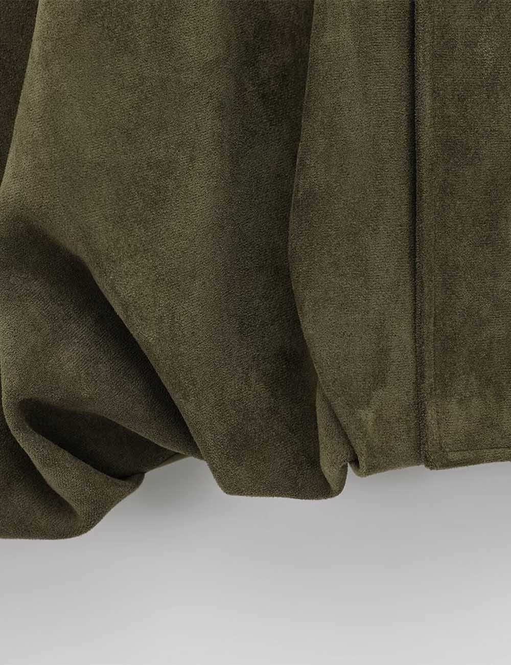 Ladies Faux Suede Bomber Jacket Shirt Collar Zip-Up Coat