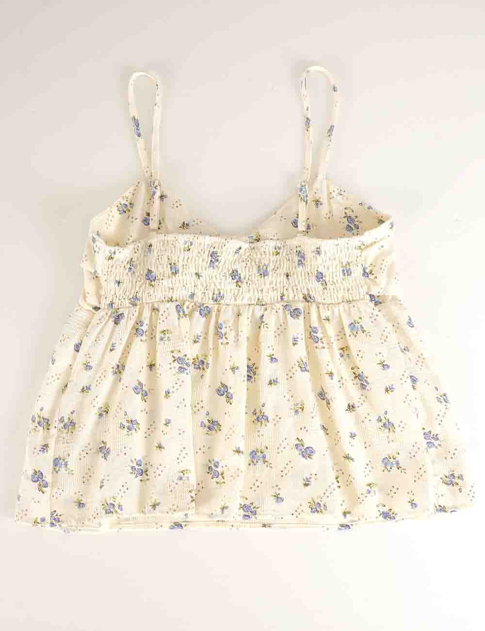 Ladies Boho Floral Print Tie Neck Cami Top