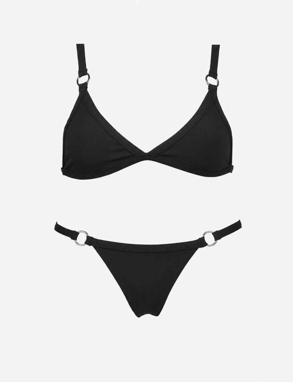 Ladies Solid Color Triangle 2 Piece Bikini Set