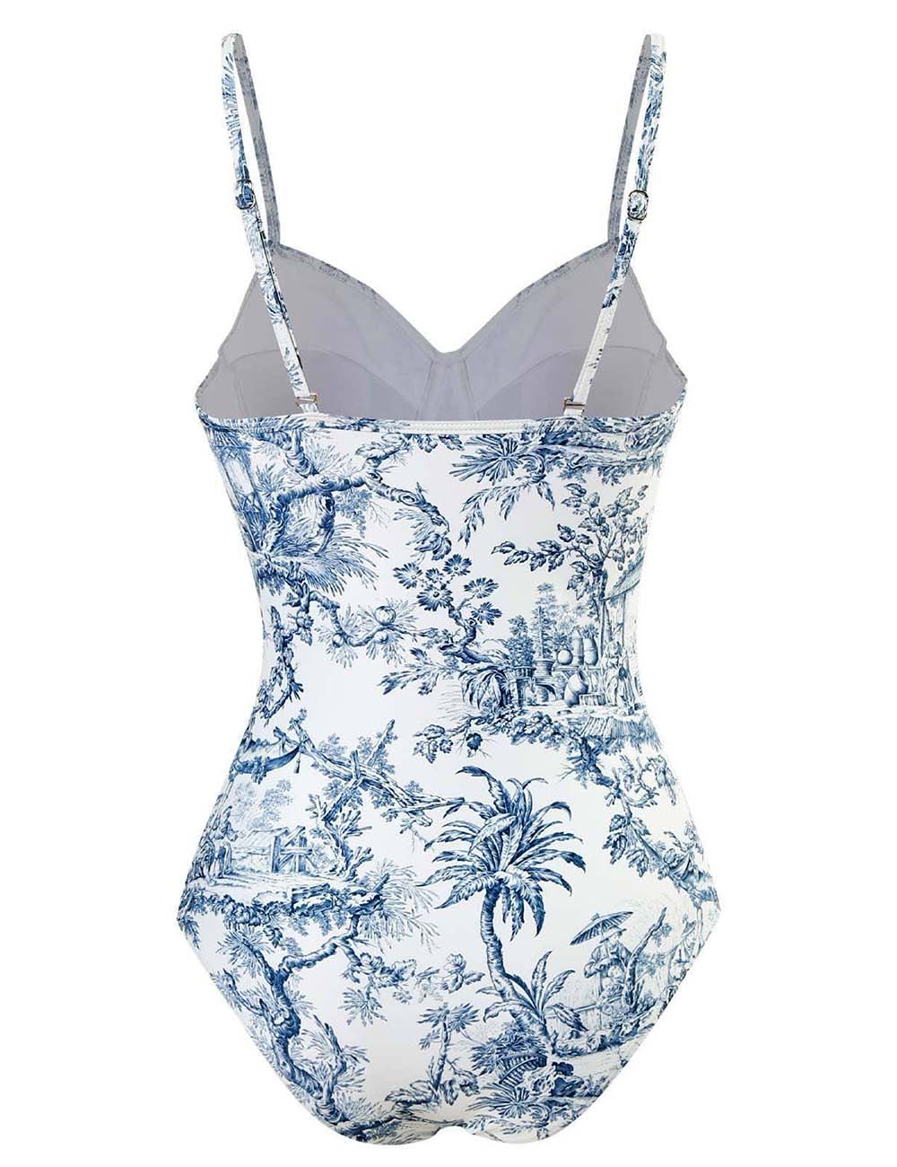 Open Back One Piece Swimsuit with Cover Up 8BK3WST282