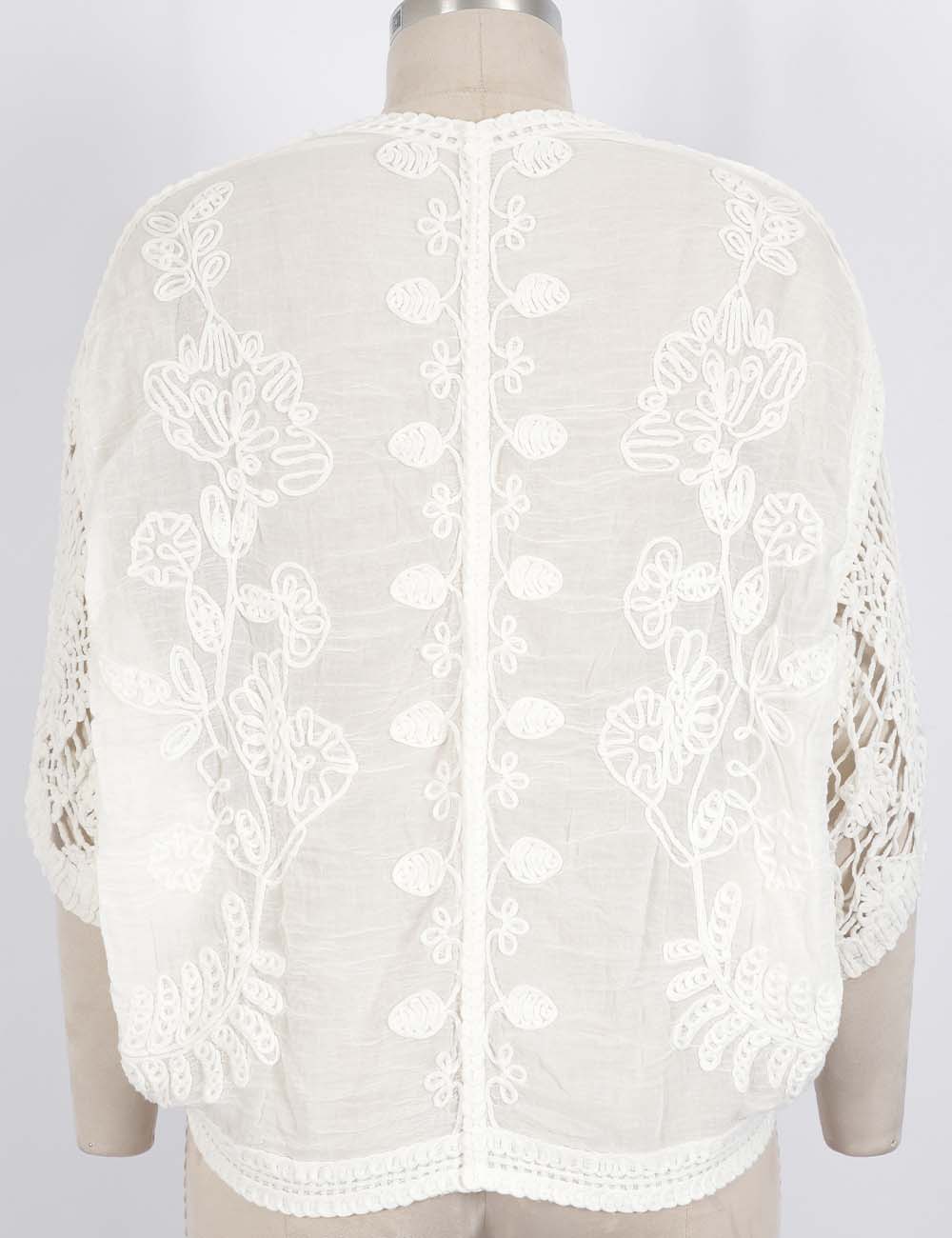 Ladies Boho Embroidery Crochet Knit Kimono Sleeves Cardigan