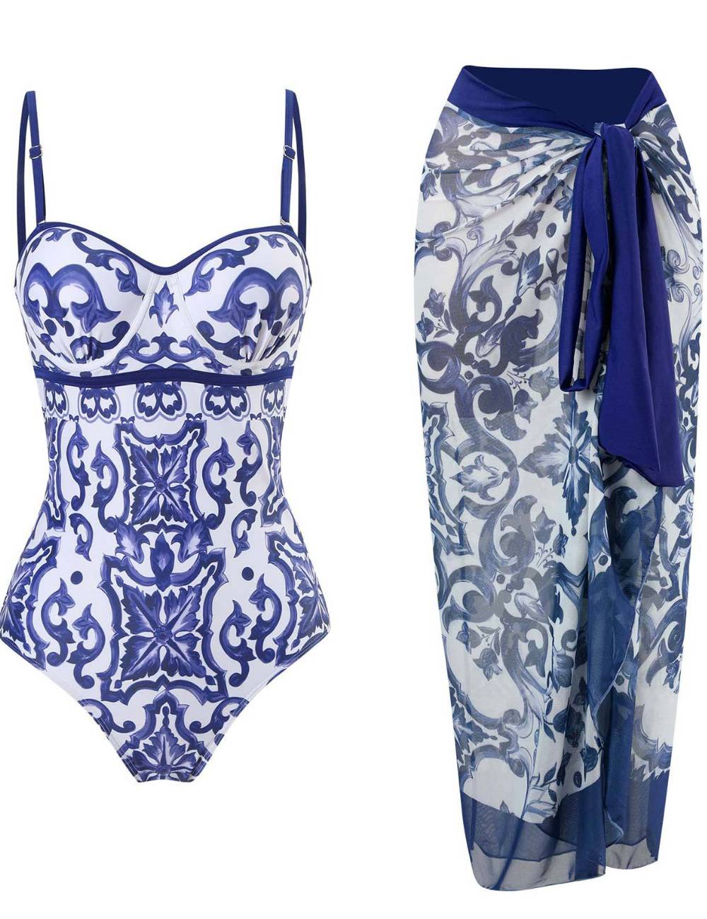 Ladies One Piece Swimwear with Cover Up 8BK3WST78