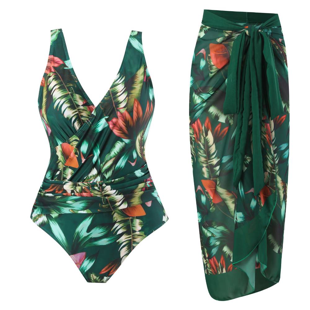 Ladies Print One Piece Swimwear with Cover SKSW40136