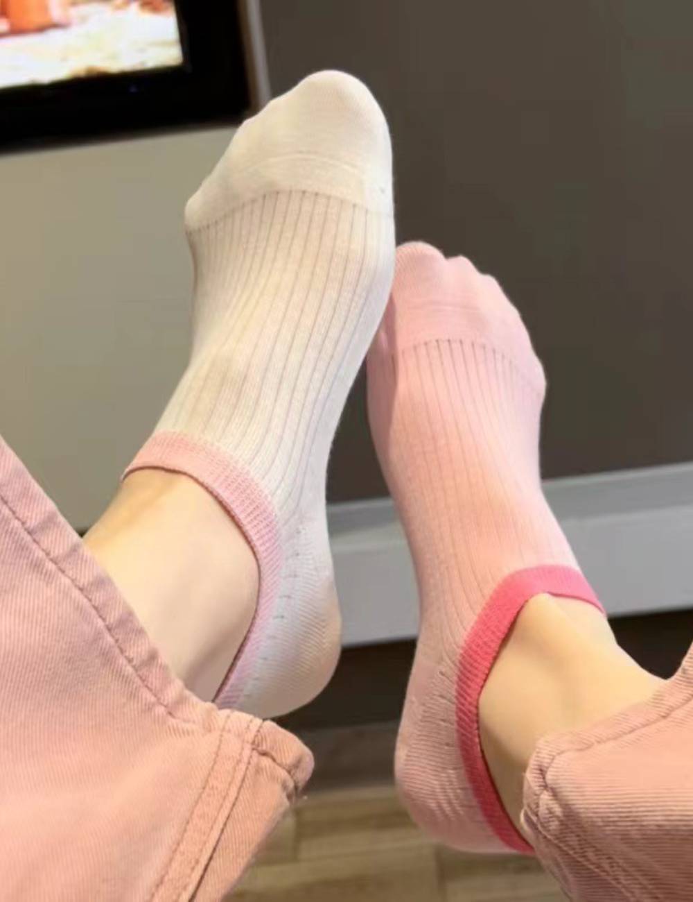 Ladies Color Block Everyday Knit Boat Socks SKAS50004