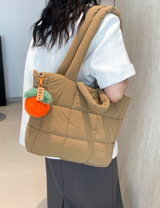 Ladies Puff Solid Color Padded Cloud Tote Bag SKAB4132