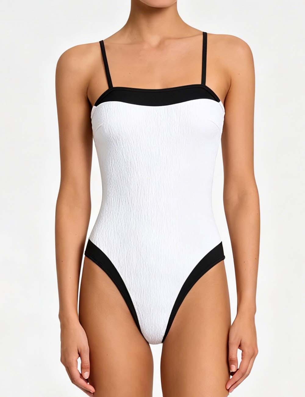 Ladies Color Block Square Neck One Piece Swimsuit
