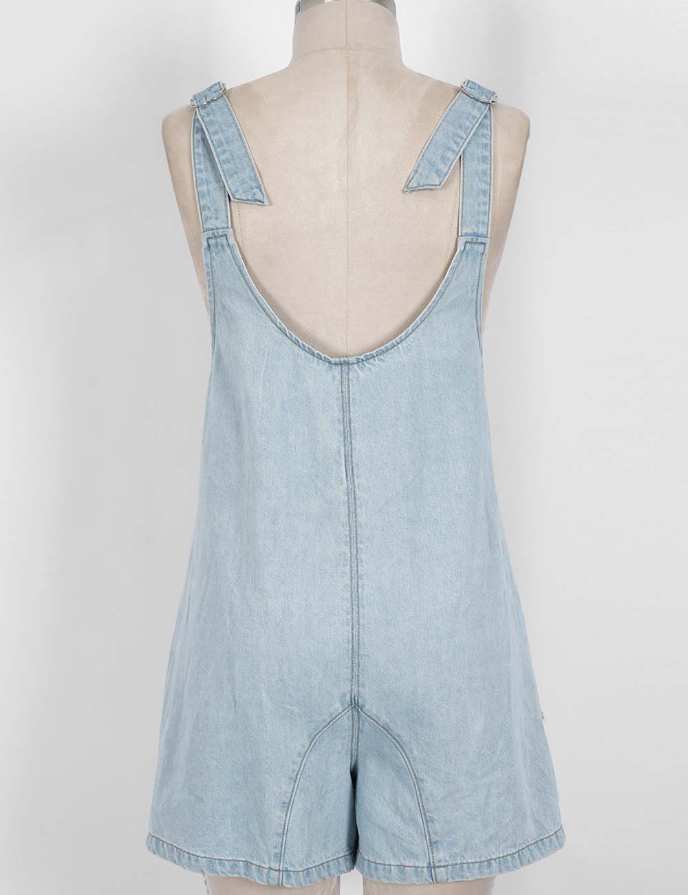 Ladies Denim Adjustable Shoulder Romper