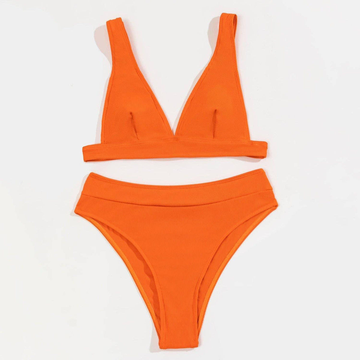 Classic Solid Color Simple Design 2PCS Bikini Set