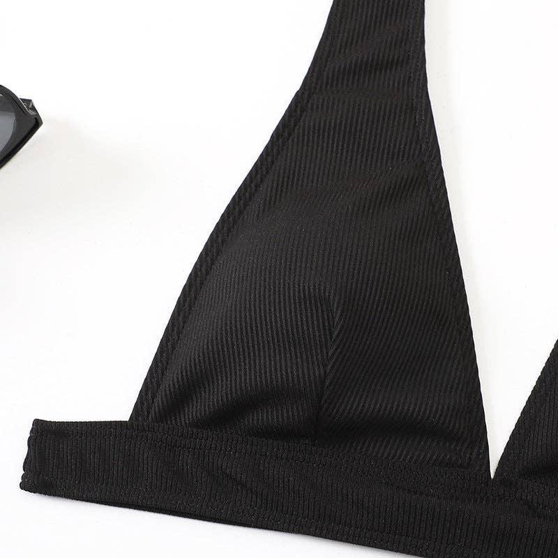 Classic Solid Color Simple Design 2PCS Bikini Set