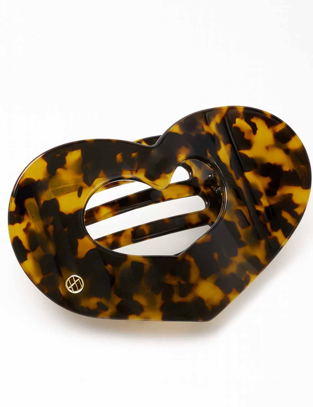 Ladies Simple Tortoiseshell Heart Flat Hair Clip