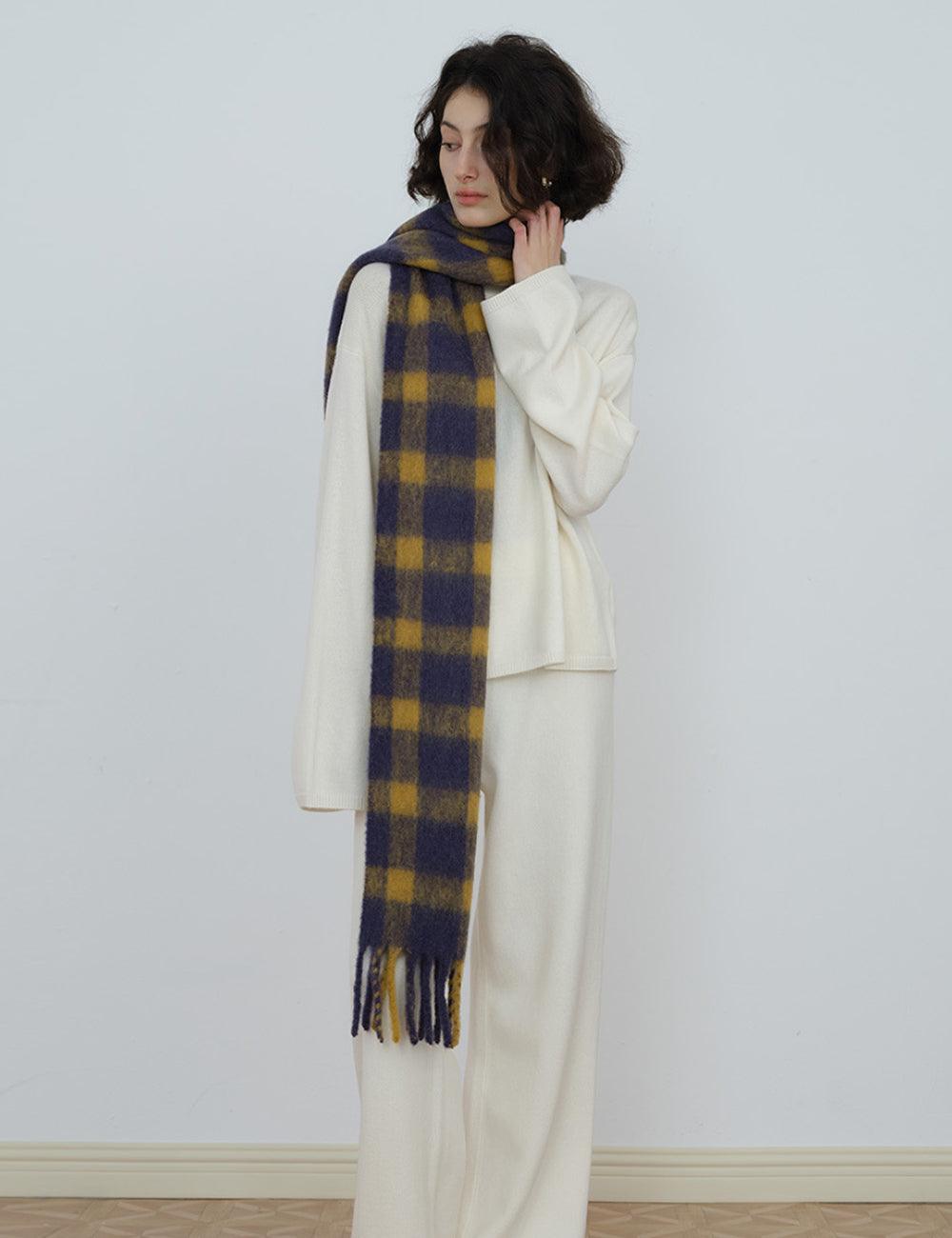 Ladies Color Blocks Check Scarf YN016