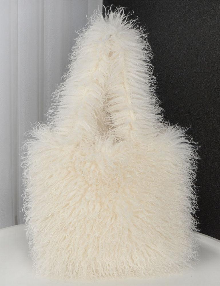 Ladies Faux Mongolian Fur Looking Tote Bag SKAB4092