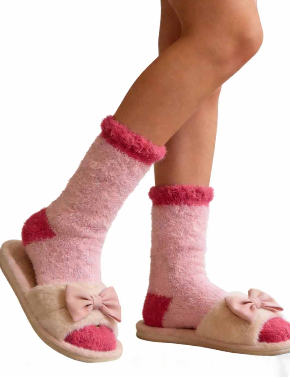 Ladies Valentine Cute Cozy Fuzzy Lounge Slipper Socks