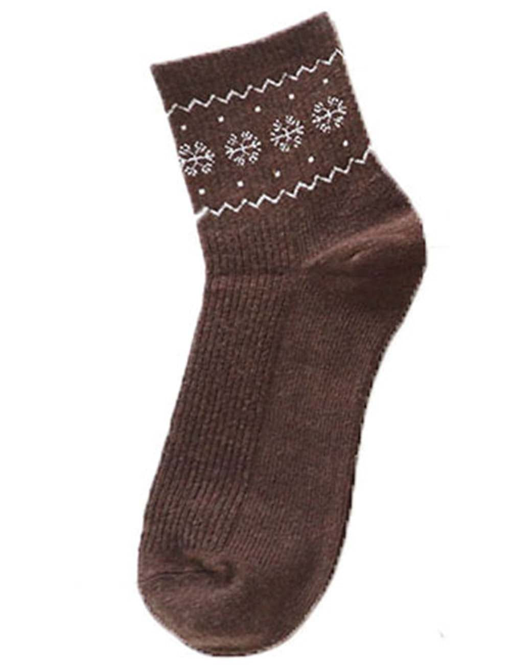Ladies Fair Isle Snowflake Pattern Midi Calf Knit Socks