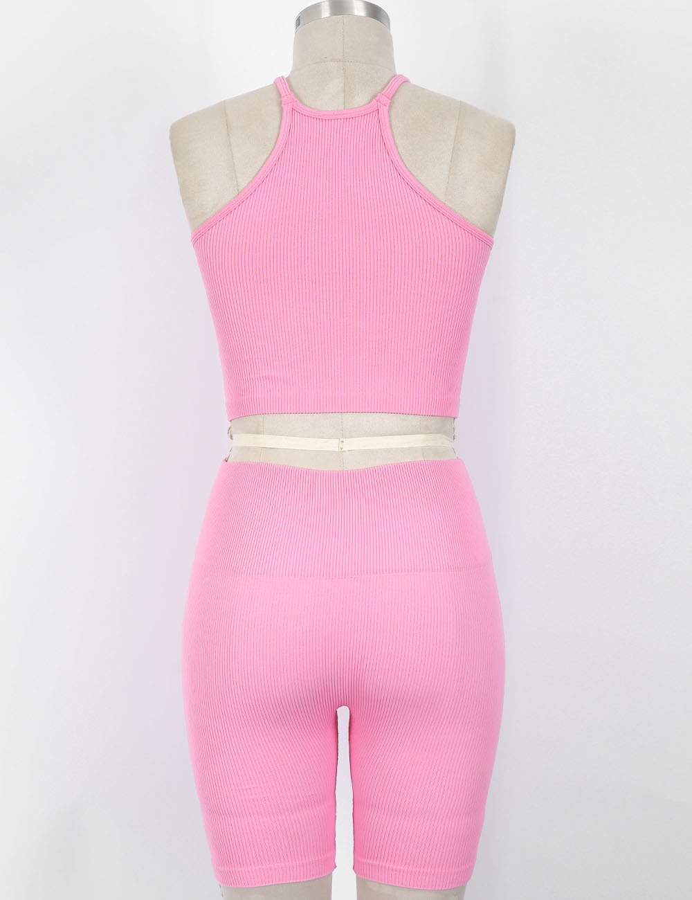 Ladies Casual Ribbed Scoop Neck Sleeveless Crop Cami Top