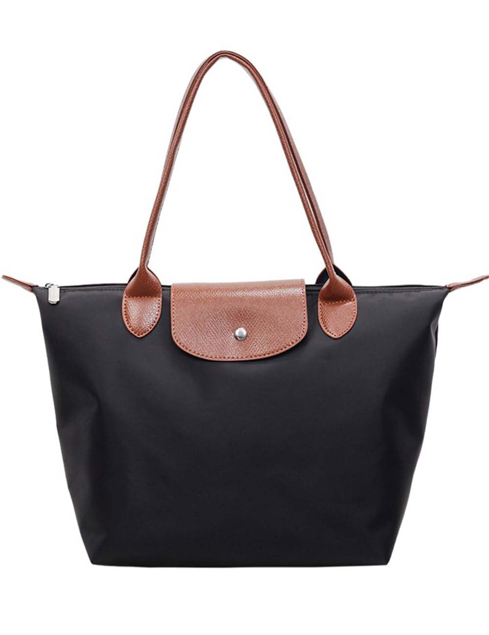 Ladies Color Block Nylon Shoulder Tote Bag