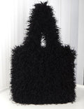 Ladies Faux Mongolian Fur Looking Tote Bag SKAB4092