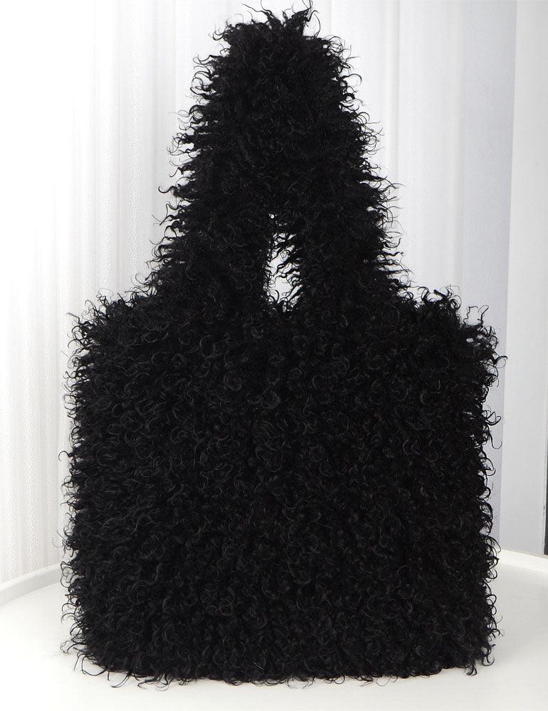 Ladies Faux Mongolian Fur Looking Tote Bag SKAB4092